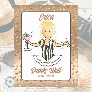 Funny Female Cartoon Glam Glitter Cruise Magnetic Dry Erase Sheet