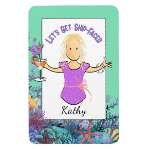 Funny Female Cartoon Tropical Vacation Cruise Magnet