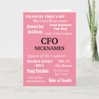 Funny Female CFO Joke Birthday Greeting Card