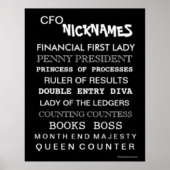 Funny Female Cfo Nicknames Office Poster by accountingcelebrity at Zazzle