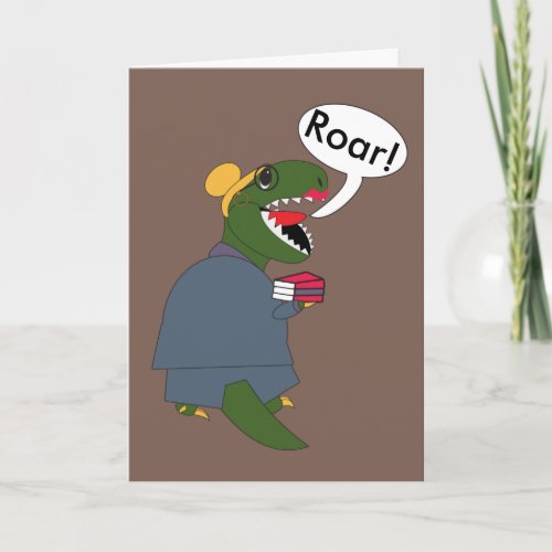 Funny Female Librarian T_Rex Dinosaur Personalize Card