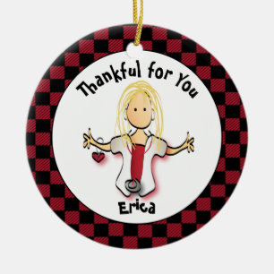 Funny Female Nurse Cartoon Thank You Ceramic Ornament