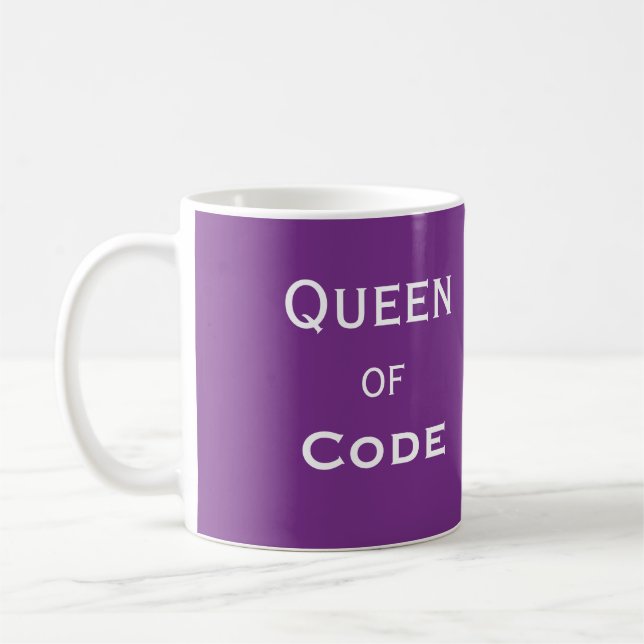 Funny Female Programmer Nickname - Queen of Code Coffee Mug (Left)