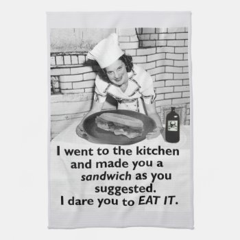 Funny Feminist Make Me A Sandwich Kitchen Towel by FunnyTShirtsAndMore at Zazzle