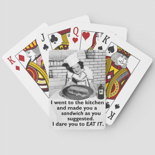 Funny Feminist Make Me a Sandwich Poker Cards (Back)