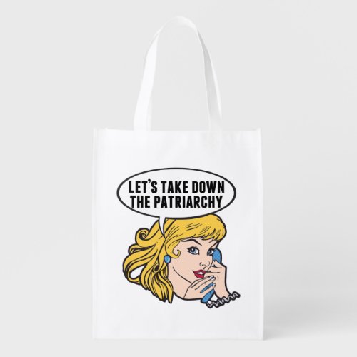 Funny Feminist Pop Art Anti Patriarchy Retro Women Grocery Bag