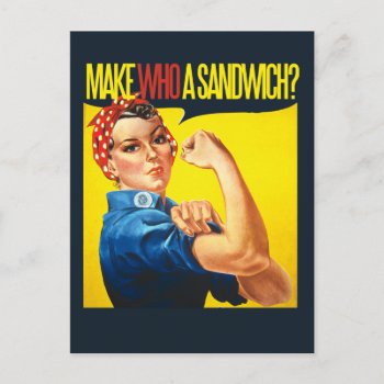 Funny Feminist Rosie Riveter Humor Postcard by Vintage_Bubb at Zazzle