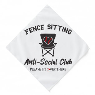 Funny Fence Sitting Anti Social Club Baseball Soft Bandana