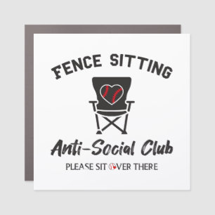 Funny Fence Sitting Anti Social Club Baseball Soft Car Magnet