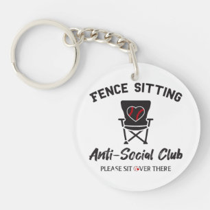 Funny Fence Sitting Anti Social Club Baseball Soft Keychain