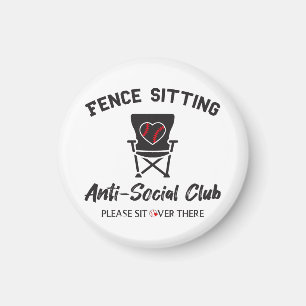 Funny Fence Sitting Anti Social Club Baseball Soft Magnet
