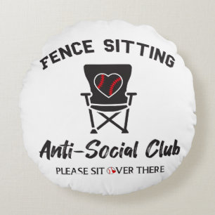 Funny Fence Sitting Anti Social Club Baseball Soft Round Pillow