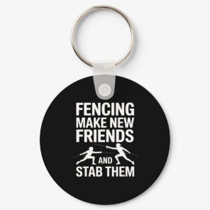 Funny Fencing Art For Men Women Kids Fencer Fencin Keychain