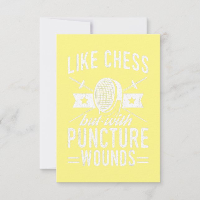 Funny Fencing Design Like Chess But With Puncture Thank You Card (Front)