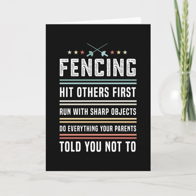 Funny Fencing Gift for Men and Women Saber Sword Card (Front)