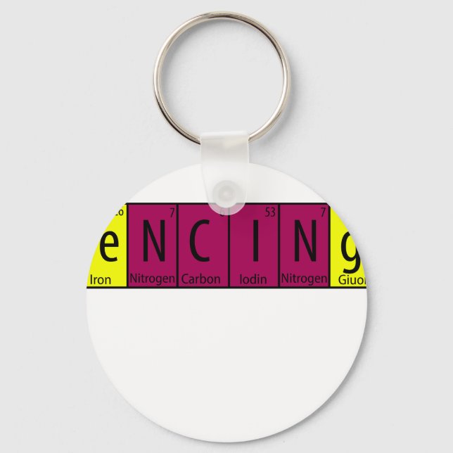Funny Fencing T-Shirt I Periodic Elements Nerd Gif Keychain (Front)
