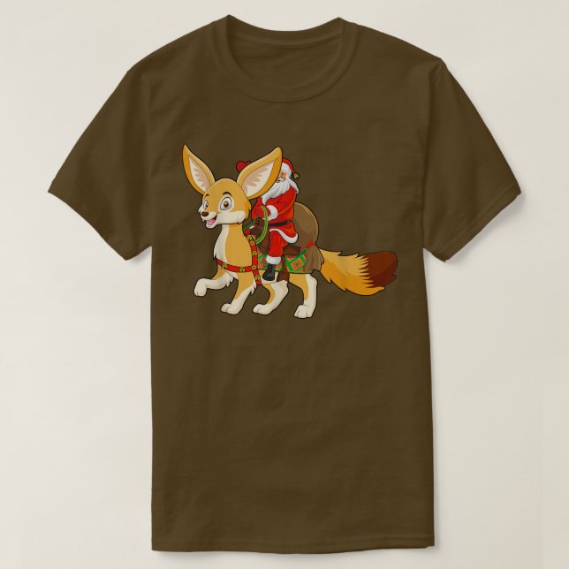 Funny Fennec Fo Lover Santa Riding Fennec Fo Chris T-Shirt (Design Front)