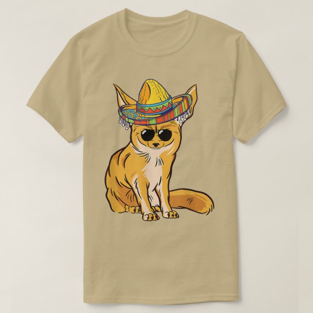 Funny Fennec Fo Sombrero Meican Sunglass Fennec Fo T-Shirt (Design Front)