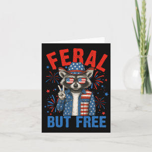 Funny Feral But Free Usa Raccoon 4th Of July Men W Card