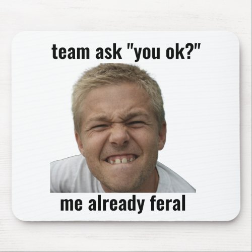 Funny Feral Gamer Meme Mouse Pad