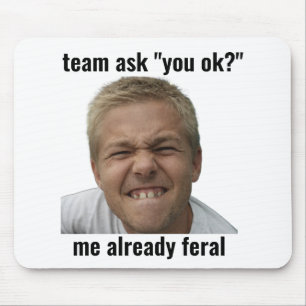 Funny Feral Gamer Meme Mouse Pad