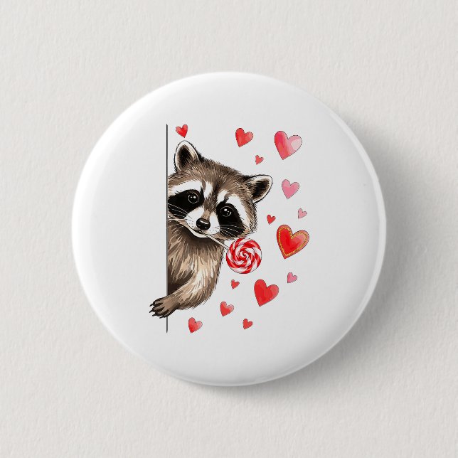 Funny Feral Raccoon Valentine's Day Sarcastic Humo Button (Front)