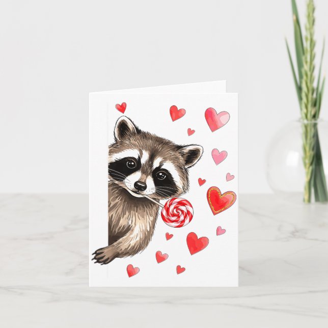 Funny Feral Raccoon Valentine's Day Sarcastic Humo Card (Front)