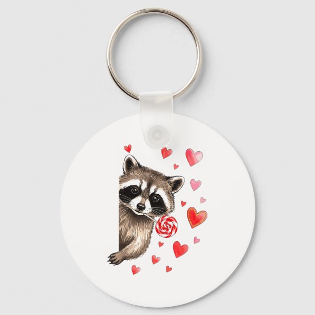 Funny Feral Raccoon Valentine's Day Sarcastic Humo Keychain (Front)