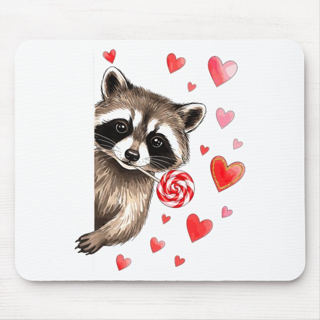 Funny Feral Raccoon Valentine's Day Sarcastic Humo Mouse Pad (Front)