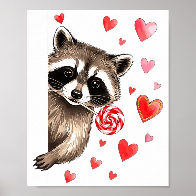 Funny Feral Raccoon Valentine's Day Sarcastic Humo Poster (Front)
