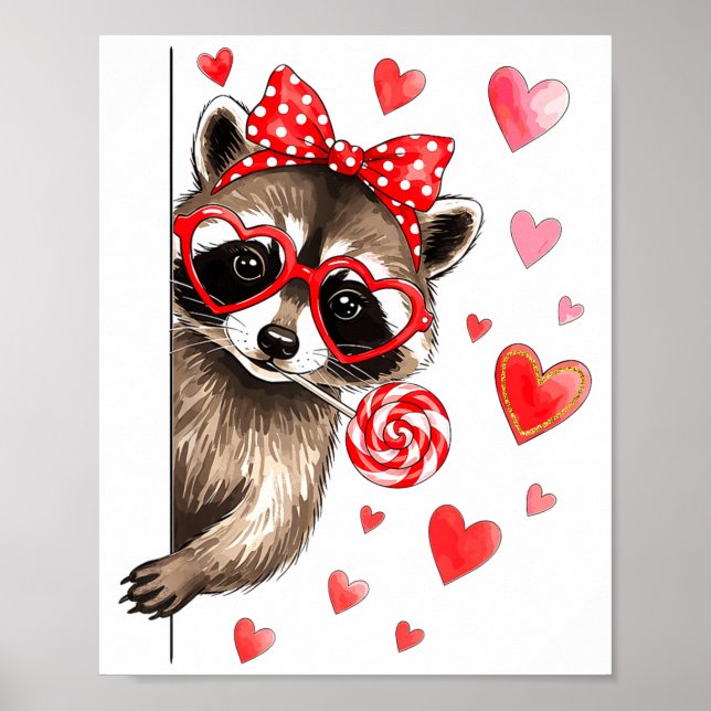 Funny Feral Raccoon Valentine's Day Sarcastic Humo Poster (Front)