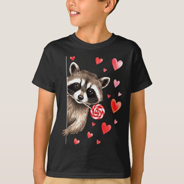 Funny Feral Raccoon Valentine's Day Sarcastic Humo T-Shirt (Front)
