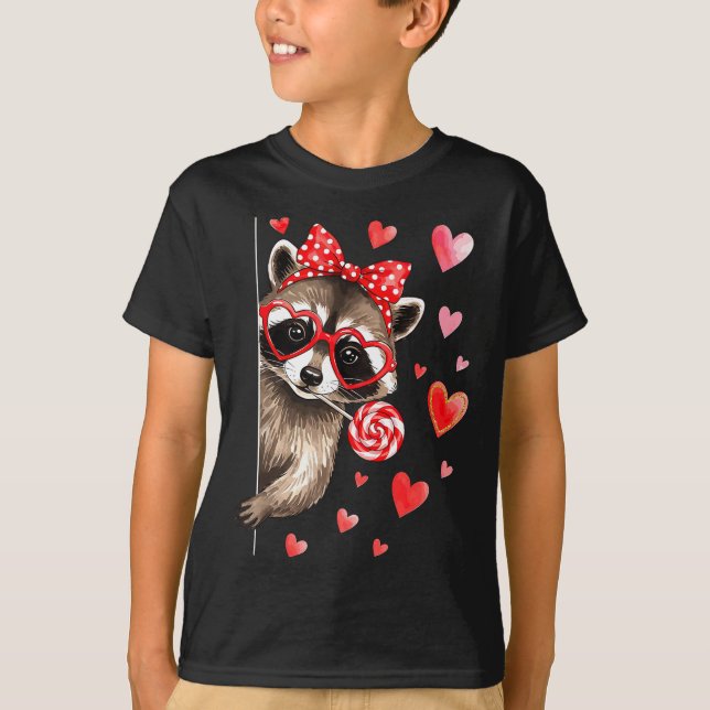 Funny Feral Raccoon Valentine's Day Sarcastic Humo T-Shirt (Front)