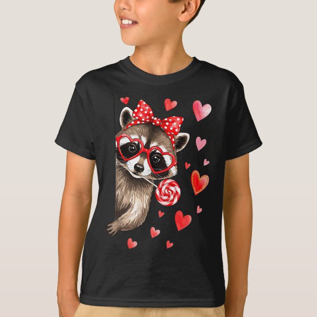 Funny Feral Raccoon Valentine's Day Sarcastic Humo T-Shirt (Front)