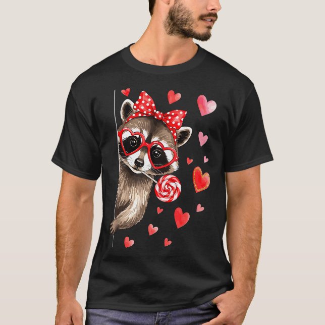 Funny Feral Raccoon Valentine's Day Sarcastic Humo T-Shirt (Front)