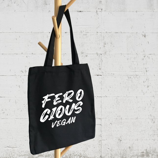 Funny Ferocious Vegan, Minimalist  Tote Bag (Creator Uploaded)