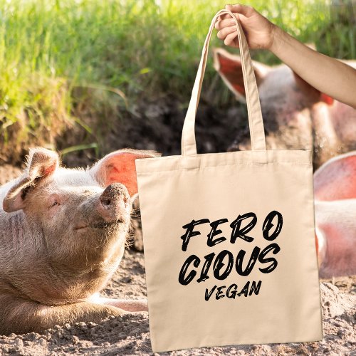 Funny Ferocious Vegan Minimalist    Tote Bag