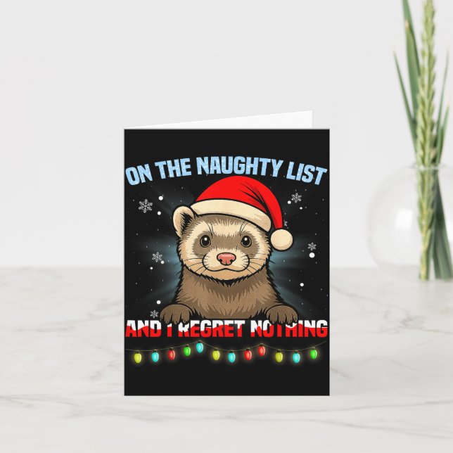 Funny Ferret Christmas Santa Hat Xmas Men Women Ki Card (Front)