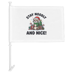 Funny Ferret Christmas Stay Noodly And Nice Car Flag