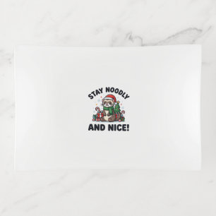Funny Ferret Christmas Stay Noodly And Nice Trinket Tray
