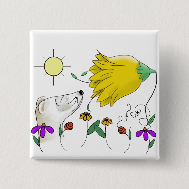 Funny Ferret Face Pinback Button (Front)