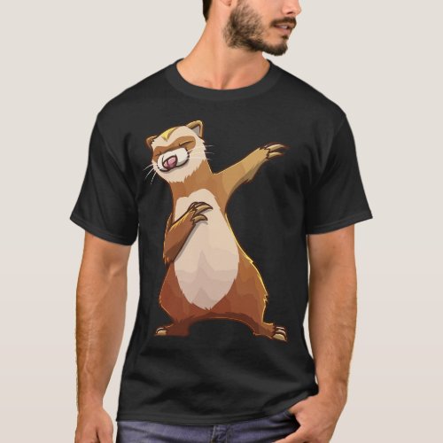 Funny Ferret Gift For Men Women Dabbing Dance Hip_ T_Shirt