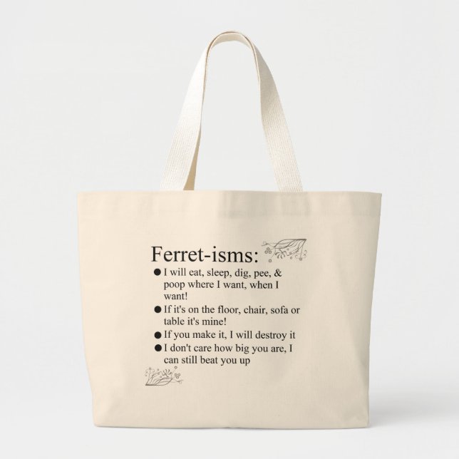 Funny Ferret Gifts Large Tote Bag (Front)