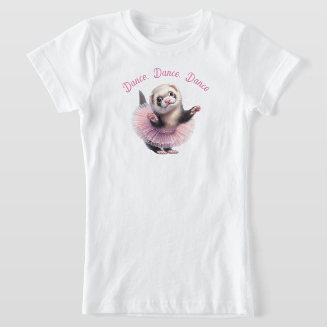 Funny Ferret in a Tutu Doing Ballet T-Shirt (Laydown)