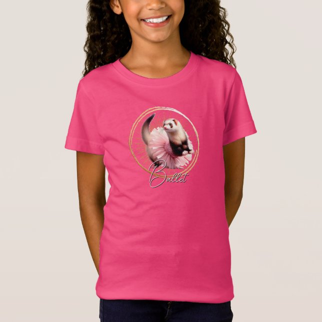 Funny Ferret in a Tutu Doing Ballet T-Shirt (Front)