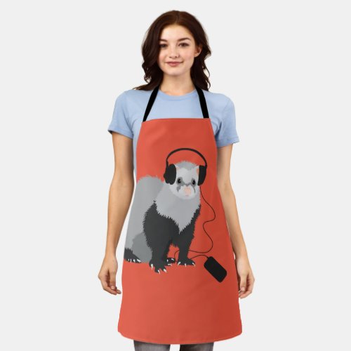 Funny Ferret Music Lover Apron