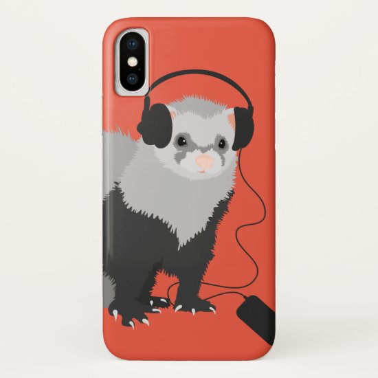 Funny Ferret Music Lover iPhone XS Case