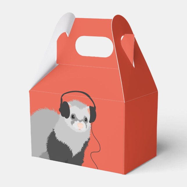Funny Ferret Music Lover Favor Boxes (Front Side)