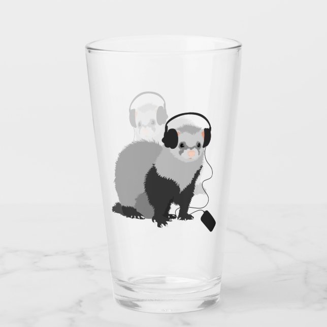 Funny Ferret Music Lover Glass (Front)