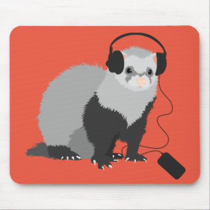 Funny ferret music lover mouse pad